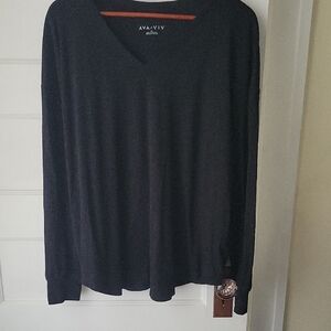 Ava & Viv Black V-Neck Sweater